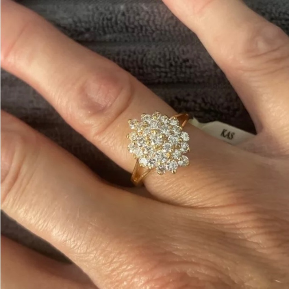 CZ cluster ring Size 6 14kt Gold Plated